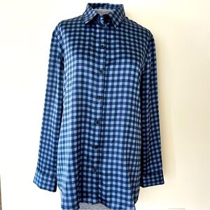 Banana Republic Women’s Button Down Shirt Plaid Blue Size L Petite